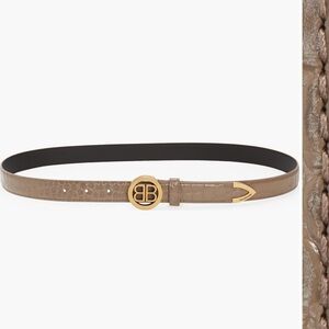 Balmain Beige Leather Belt with Gold Accent